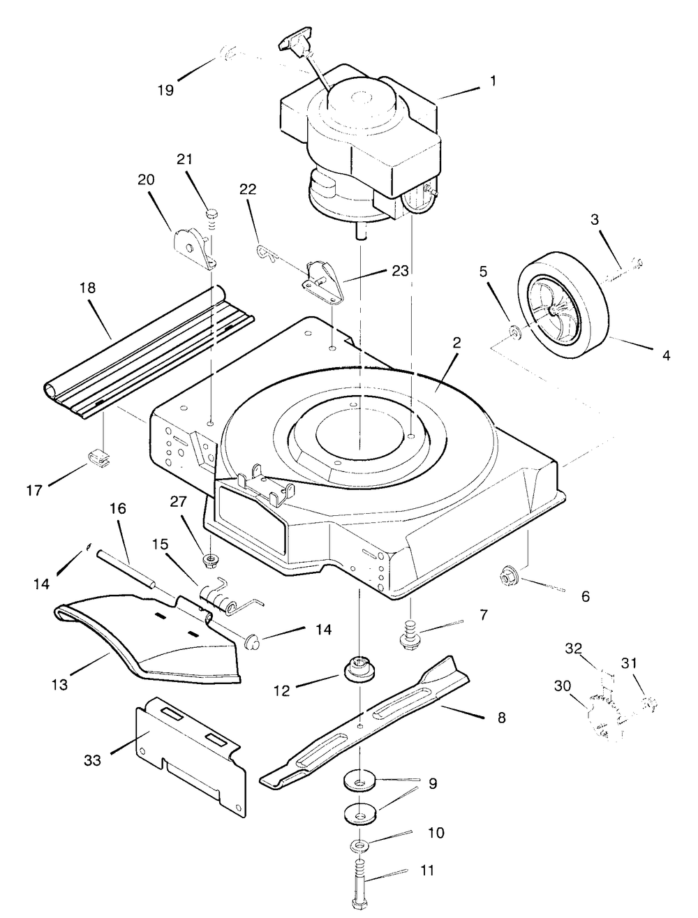 Mower Housing Assembly Diagram and Parts List for 22275X83A 1997 Briggs and Stratton Lawn Mower